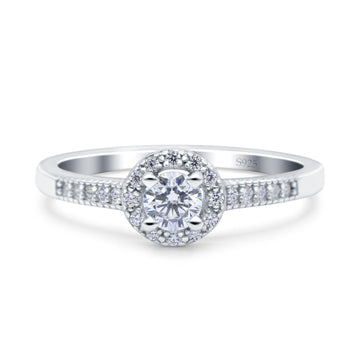 Art Deco Ring Wedding Band Round Pave Simulated Cubic Zirconia 925 Sterling Silver (7mm)